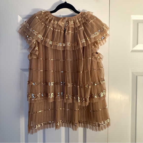 J.Crew Gold Sequined Short Layered Tulle Dress Size XS Party, Cocktail, Holiday - Picture 5 of 5